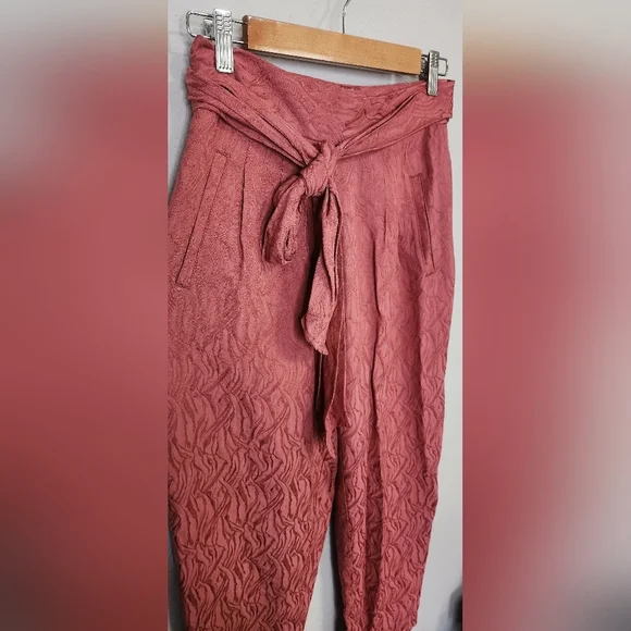 Ett:twa By Anthropologie Aubade Mauve Pink Tie waist Pants Size 2 - Picture 4 of 6
